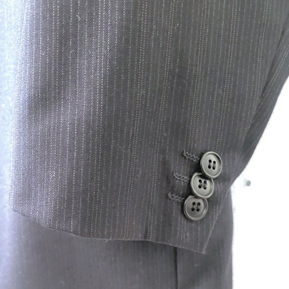 Adolfo International Men 100% Wool Blue Pinstriped Blazer Jacket Size 46R 40W - Picture 9 of 13